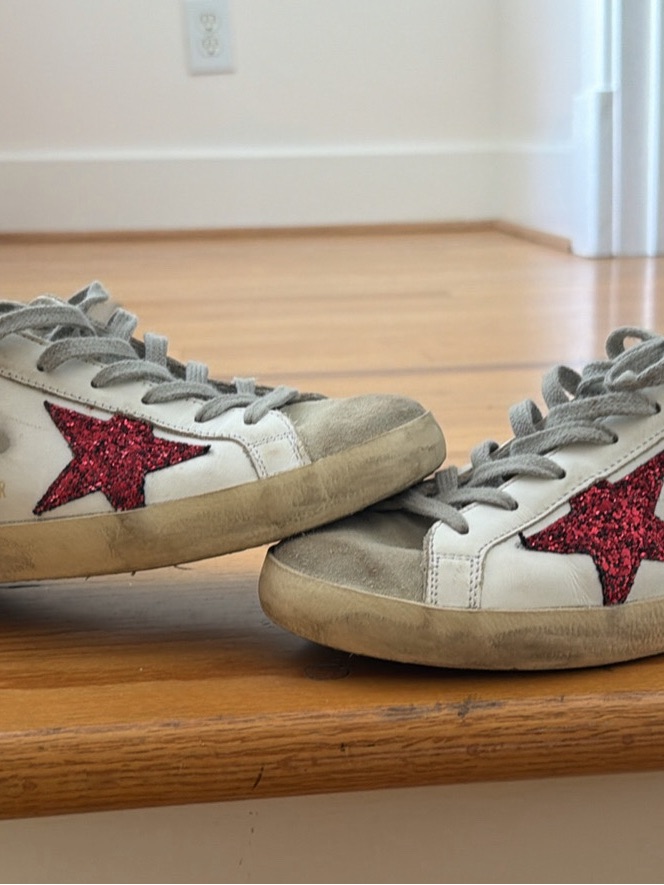 Golden Goose Kids White & Gray Sneakers With Red Glitter Star